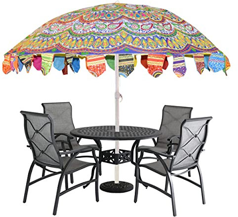 Sombrilla de jardín para patio, sombrilla de playa, paraguas decorativos para despedida de soltera, paraguas exterior para jardín, boda, fiesta, paraguas de 82 pulgadas, Flor azul., L