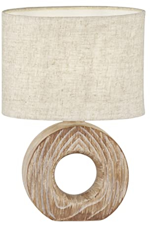 Fischer & Honsel|Tischleuchte, Hanke|holzfarben|Stoffschirm-leinen sand|L: 20,00 cm, B: 13,00 cm, H: 31,00 cm|mit Schnurschalter|1x E14 max. 25,0 Watt|50609, Sandfarben