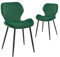 CangLong 2er Set Frisiertischstuhl Moderne gepolsterte Stühle für Küche, Esszimmer & Wohnzimmer, Samtstühle mit schwarzen Metallbeinen, grün
