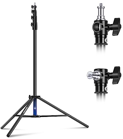 NEEWER Cavalletto Ammortizzato ad Aria da 4m,Treppiede in Metallo con Perno Reversibile da 1/4 a 3/8,Interfaccia di Montaggio a 3 Vie e Manopole di Bloccaggio in Metallo,Carico Max 3kg, ST-400AC