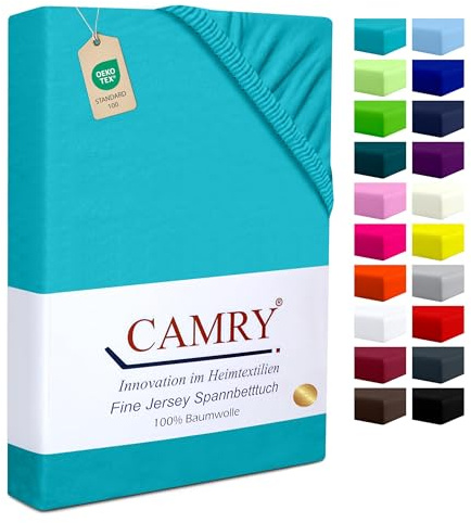 Camry Boxspringbett & Wasserbett Spannbettlaken 140x200-160x220cm Türkis für Matratzen bis 35cm Matratzenhöhe Baumwolle Oeko-Tex 100