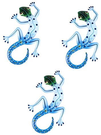 YARNOW 3stücke Gecko Wanddeko Handgefertigte Wandgestaltung Für Innen Und Außenbereich Lebendige Farben Langlebig Und Installieren Für Wohnzimmer Schlafzimmer Cafés Und Restaurants