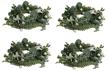 Schmucks HOME Adventskranz künstlich 4X Deko Kerzen Kranz Weihnachten Adventsgesteck 22 cm grün