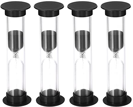 PATIKIL 2 Minuto Arena Temporizador, 4uds Pequeño Arena Reloj con Plástico Cubierta, Cuenta Regresiva Arena Cristal para Juegos, Cocina, Fiesta Recuerdos Bricolaje Decoración, Negro