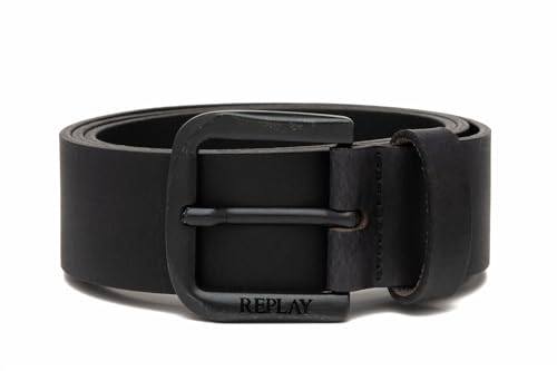 Replay Herren Gürtel aus Leder, Black 098 (Schwarz), 95