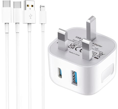 TEGELI Apple iPad Fast Charger Plug and Cable,USB and Type C Fast Charging with Two Cables USB and C for iPad Pro 12.9 11 10.5 10.2 9.7,iPad Air, iPad 1st/2nd/3rd/4th/5th/6th,iPad mini1/2/3/4/5/6