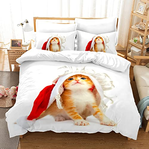 MercrI Bettwäsche Mit Kissenbezug 80X80Cm 155X220Cm Katze Tiere Bettwäsche Kinder 155X220 Jungen Bettbezug Mikrofaser Bequemes