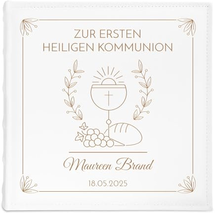 Maverton Fotoalbum zum Einstecken 10x15 cm, Einsteckalbum mit Gravur | für 500 Fotos, Photo Album für Kind, personalisierte Geschenke zur Geburt Taufe Kommunion, 33x33cm