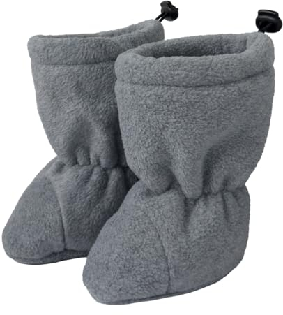 Hoppediz Baby Booties aus Fleece, warme Baby Winterschuhe 6-12 Monate, stone 18-21