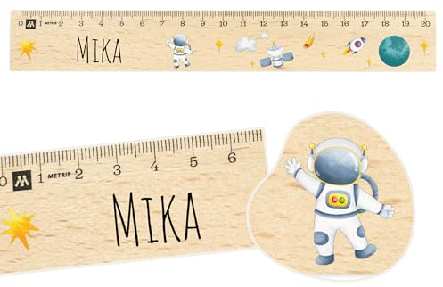Geschenkfreude personalisiertes Lineal Kinder Grundschule mit Namen - einzigartige Geschenke für die Einschulung - Lineal 20 cm aus Holz - tolle Geschenke zur Einschulung - Schulanfänger Geschenk