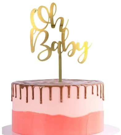 JEKUGOT Oh Baby Cake Topper Baby Shower Cake Toppers Acrylic Baby Shower Cake Decorations Suitable for Gender Reveal Party Boys or Girls
