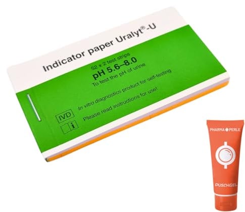 Indikatorpapier Uralyt-U I 52 x 2 Teststreifen I pH 5.6-8.0 I Kontrolle des Harn-pH I In-vitro-Diagnostikprodukt zur Eigenanwendung I pH-Wert-Messung Urin I Spar-Set plus Pharma Perle give-away (1x)