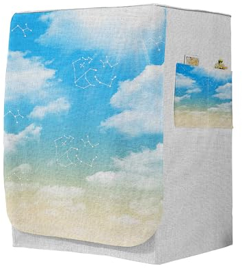 Highdi 3D Housse de Protection pour Machine à Laver, Chargement Frontal Housse à La Poussière avec Ouverture Frontale (Capacité M 8~10kg,Nuage 11)