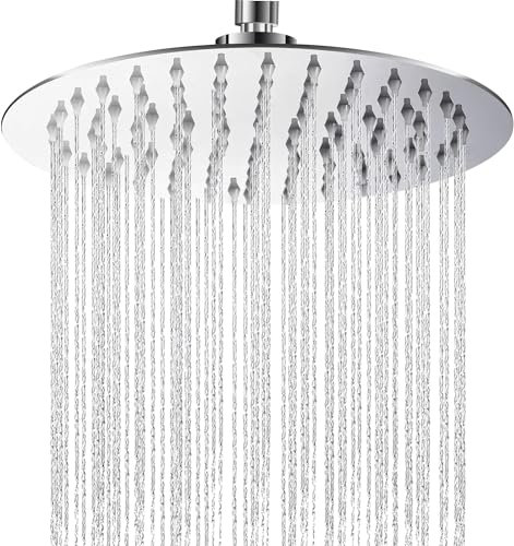 Zuvo 8 Inch Round Rainfall Shower Head - 304 Stainless Steel High Pressure Waterfall for Rain