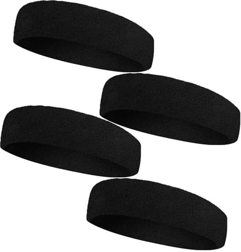4 Pezzi Fascia Capelli,Fascia per Capelli,Headband,Fasce per Capelli Uomo,Fascia Capelli Donna,Fascia,Fascia Capelli Sport,Fascia Elastica Capelli,Fascia Testa Sudore,Fascia Sudore Testa Donna(Nero)