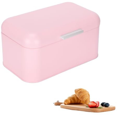 Beufee Portapane, Portapane in Metallo Rosa Portapane Fattoria Contenitore Portapane Grande Portapane per Contenitore Portapane da Cucina, 12x7,9x5,9 Pollici