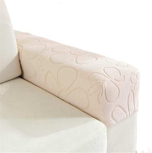 FANSU 2 Pezzi Copribraccioli per Divano Elasticizzati, Copri Braccioli in Jacquard Floreale, Fodere per Braccioli Antiscivolo, Protezione Bracciolo per Poltrone Divani e Sedie (Beige)