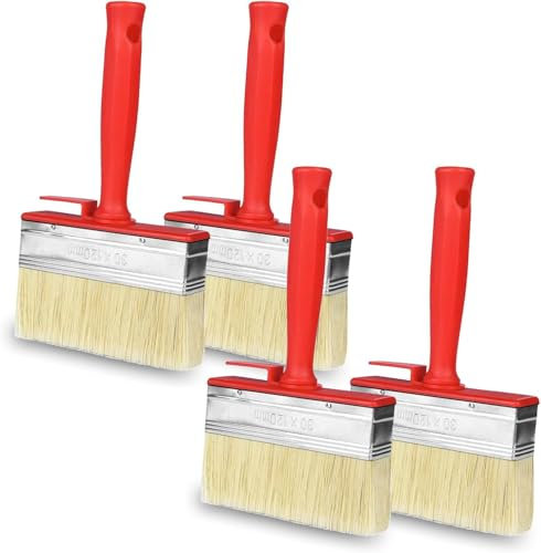 4 unidades de pintura superficial, 120 mm x 30 mm, pincel para barniz, pintura de pared, aceite de madera, color rojo, para pinturas a base de disolventes, barnices