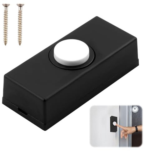 SMCEHEYA 1 Pcs Wired Doorbell Universal Weatherproof Door Bell Push Button for Home Garage Warehouse Hotels Hospital Factories Black Wall Mounted Plastic Bell Push