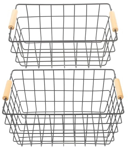 Alipis 2piezas Cesta De Almacenamiento Metálica De Rejilla Cesta Para Escritorio y Armario Para Organizar Aperitivos Frutas y Artículos Diversos El Hogar