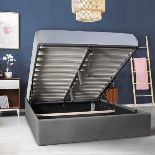 WEBER INDUSTRIES Lit Coffre Genoa 140x190 + 1 sommier/Gris foncé
