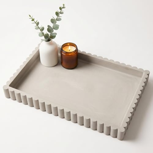 OAKOA Rechteckiges Tablett aus Beton für Couchtischdekoration – Mittelstück-Tablett