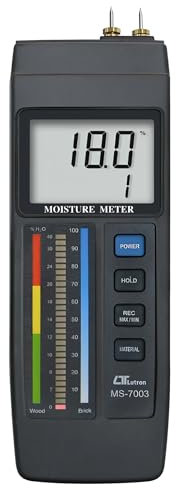 i-POOK Feuchtigkeitsmessgerät MS-7003 Holzfeuchtigkeitsmesser, alles in einem, Balkendiagramm LED + LCD-Feuchtigkeitsmesser. Misst 6 % bis 40 % Feuchtigkeitsbereich auf Holz und 0 bis 100 % relative