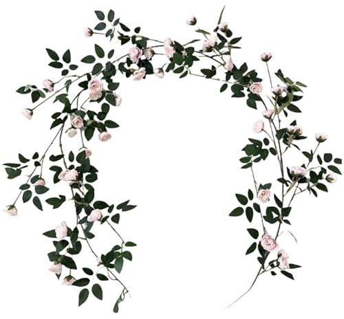 Piante artificiali rosa in finta seta, ghirlanda rampicante realistica per casa, feste, matrimoni 6022