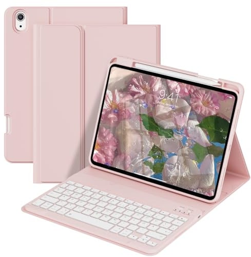 zoyu Hülle mit Tastatur für iPad (A16) 11/10 Generation 11/10,9 Zoll | Magnetische Kabellose Abnehmbare Tastatur, Dünn und leicht für iPad 11 Zoll 2025 /iPad 10,9 Zoll 2022,Rosa