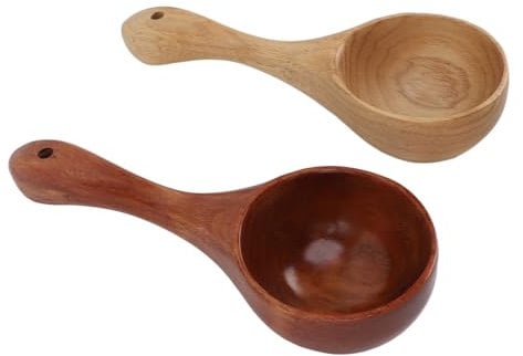 Cañones de Sopa de Madera Juego de 2, Cucharones de Sopa de Madera Maciza, Cucharas de Porción Profunda, Juego de Cucharones de Cocina Hechos a Mano, con Agujeros, Sopas, Tés