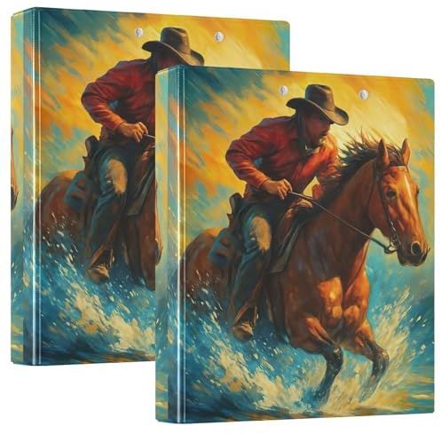 Custom Cool Cowboy Horse 3-Ringbuch, 3,8 cm, für 200 Blatt, Notizbuch, Ordner, Druck, runder Ring, Büroordner, 31,5 x 27 x 6 cm, 1 Packung
