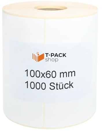 Thermotransfer Versand Rolle 100x60mm selbstklebende Etiketten 1000 Stück Direkte Thermotransfer Etiketten Weiß Klebeetiketten Adressetiketten (Kern Ø 40 mm) Kennzeichnung von Waren, für Barcode