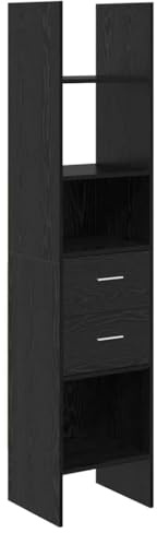 vidaXL Book Cabinet Black oak 40 x 35 x 180 cm Engineered wood, Stylish Living Room Organizer, Compact Bookshelf, Modern Book Cabinet, Durable Storage Shelving, Functional Home Display