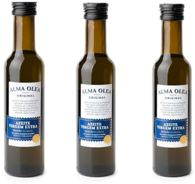 Aceite de oliva virgen extra - Botella de 250 ml - Paquete de 3 - Obtenido por procesos mecánicos - Adecuado para aderezos, aderezos y freír - Sin gluten - Producto gourmet de origen portugués