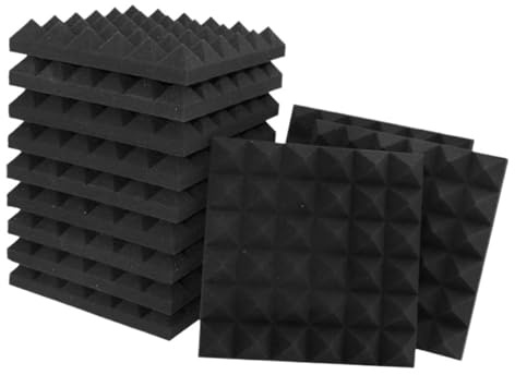 Akustik Schaumstoffplatten 12-36PCS Schallabsorbierende Wandpaneele Akustikschaum Selbstklebende Dekor Studio Echo Cancelling Behandlung for Spielzimmer Kino(12PCS)