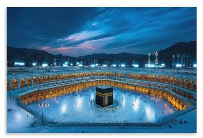 RIAVBAODG Kaaba in Mekka Wandbild Die Kaaba Leinwand Gemälde Wand-Dekorationen Wandposter Leinwanddrucke Kunstwerk Für Schlafzimmer Wanddekoration Gerahmt 16x24inch(40x60cm)