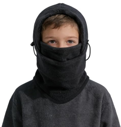 EDLMKM Kids Winter Thermal Fleece Balaclavaa, Thermal Balaclava Hat for Kids, Multifunction Windproof Balaclava Ski Mask Full Face Cover HatBreathable Snood Hood Hat Neck Warmer, Boys Balaclavaa