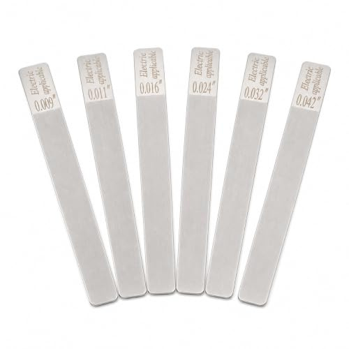 6Pcs Gauged Nut Slotting File Set for Electric Guitar, Measuring Acoustic 12-53, Electric 09-42, Electric 10-46, Stainless Steel Luthier Repair Tool For Adjusting/Crowning Fret Slots(electric09-42)