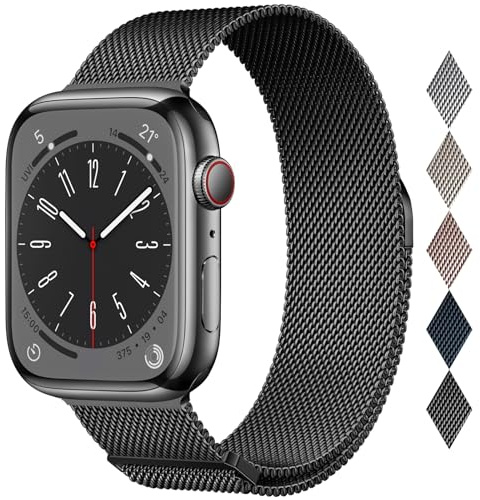 EPULY Milanese Edelstahl Armband für Apple Watch 40mm 42mm 41mm 38mm | Kompatibel mit Apple Watch Series 12 11 10 9 8 7 6 5 4 3 2, SE 3 2 1, Damen Herren, Elegant, Magnetisch, Einstellbar