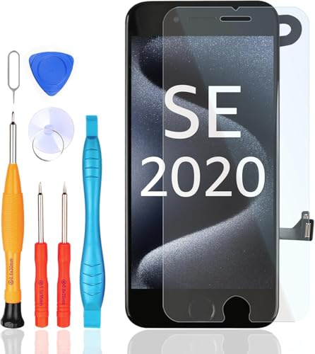LL TRADER Display für iPhone SE 2020, 4,7 LCD Ersatz Komplettsets und Kits | FHD Bildschirm mit Homebutton, Näherungssensor, Frontkamera, Lautsprecher und Displayschutzfolie (True Tone Programmierbar)