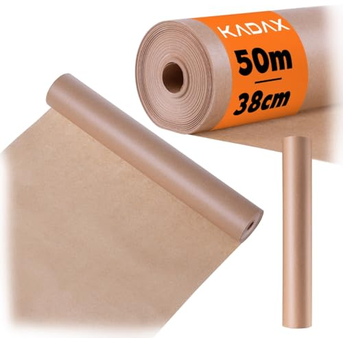 KADAX Backpapier auf Rolle, 38 cm x 50 m, Pergamentpapier mit beidseitiger Silikonbeschichtung, antihaft & hitzebeständig, Papier zum Backen, Backzubehör
