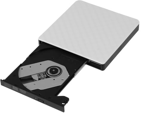 Housoutil Masterizzatore Dvd Esterno USB 3.0 Portatile Motivo a Rombo Bianco Lettore e Scrittore Ottico per Laptop PC e TV senza Alimentatore