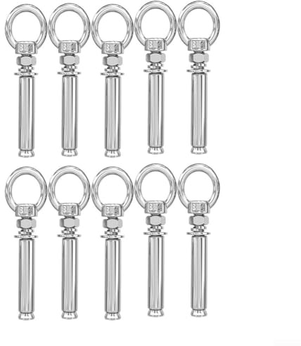 10 bulloni di espansione in acciaio inossidabile 304 con anelli, viti ad occhiello per tasselli da parete, resistenti per kit di bulloni ad anello, ganci filettati M6 M8 M10 (M8 x 50)