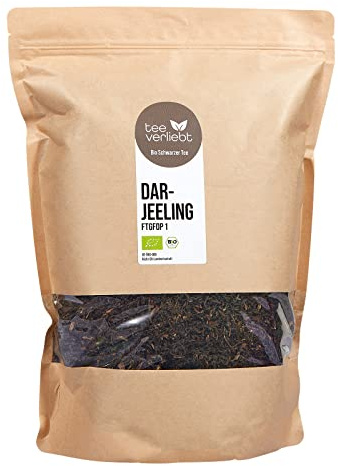 Teeverliebt - Darjeeling Bio Second Flush 1000g I Loser Darjeeling-Tee FTGFOP1 aus Indien I Leichter Schwarztee Mit Vollmundigem Aroma I 1 kg