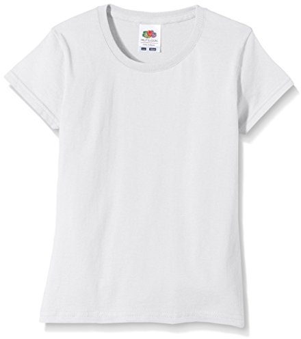 Fruit of the Loom Girls Sofspun T-Shirt, White, 5-6 Years (Manufacturer Size:26)