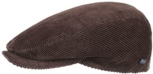Lipodo Cord Flatcap braun Herren/Damen - Schirmmütze aus Baumwolle - Schiebermütze mit Futter - Cap Größe 51 cm - Cordmütze Sommer/Winter