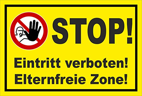 Aufkleber - Stop - Eintritt verboten - Eltern-freie Zone - Zutritt für Unbefugte verboten - entspr. DIN ISO 7010 / ASR A1.3 – 30x20cm – S00356-019-C +++ in 20 Varianten erhältlich
