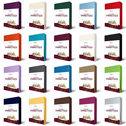 EllaTex FROTTEE Topper Spannbettlaken 180x200-200x200 cm, in Farbe: Burgund