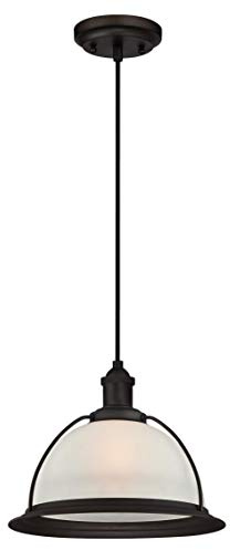 63369 One-Light Indoor Pendant, Oil Rubbed Bronze Finish with Frosted Glass