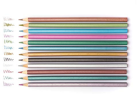 Baker Ross AR934 Metallic-Buntstifte für Kinder – perfekt für kreative Bastelarbeiten (12 Stück)